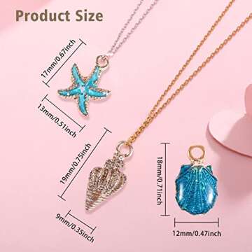 QXUJI 30PCS Metal Starfish Shell Conch Charms for Jewelry Making, Alloy Ocean Enamel Pendant Charms,...