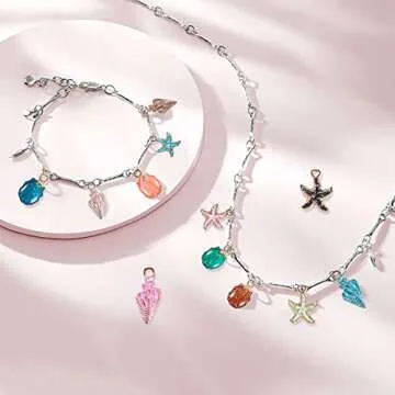 QXUJI 30PCS Metal Starfish Shell Conch Charms for Jewelry Making, Alloy Ocean Enamel Pendant Charms, for Necklace Bracelet Earring DIY Jewelry Making Accessories, 15 Styles