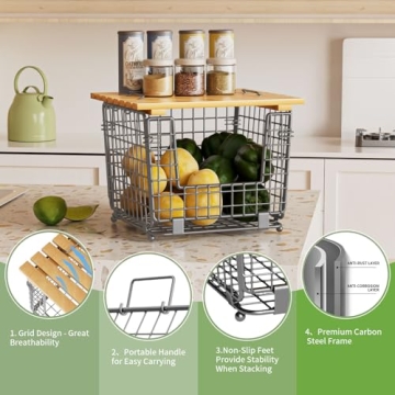 GGIU Wire Storage Basket for Kitchen Organization