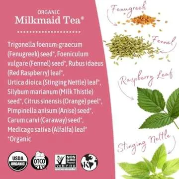 Earth Mama Organic Milkmaid® Tea | Lactation Support Herbal Tea Bags for Breastfeeding, Decaf Lactation Supplement for Increased Breast Milk Production, With Milk Thistle & Fenugreek (16 Count)