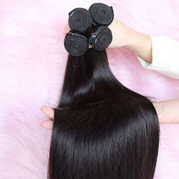 COISINI Straight Hair 4 Bundles 20-22-24-26Inch Brazilian Human Hair Bundles 9A Unprocessed Wet And Wavy Human Hair Extensions Hair Weave Natural Color