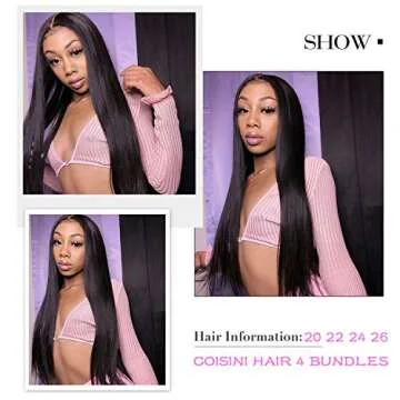 COISINI Straight Hair 4 Bundles 20-22-24-26Inch Brazilian Human Hair Bundles 9A Unprocessed Wet And Wavy Human Hair Extensions Hair Weave Natural Color