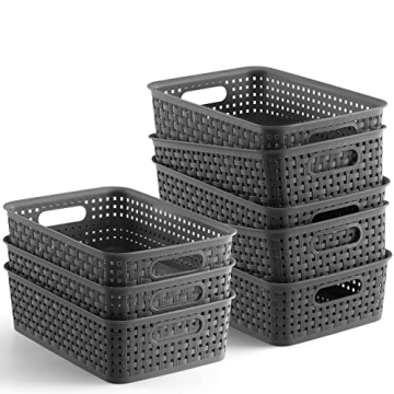 NETANY 8 Pack Plastic Storage Baskets - Durable & Multi-Purpose