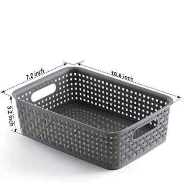 NETANY 8 Pack Plastic Storage Baskets - Durable & Multi-Purpose