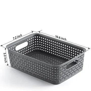 NETANY 8 Pack Plastic Storage Baskets - Durable & Multi-Purpose
