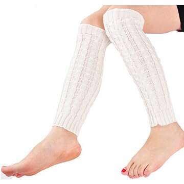 Senchanting Lady Winter Warm Leg Warmer Cable Knitted Crochet Long Socks Legging