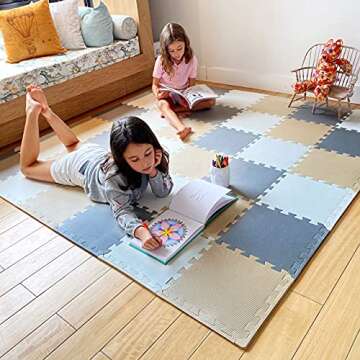 MioTetto 18 (2 for Free) Tiles of Soft Non-Toxic Baby Play Mat, EVA Foam Jigsaw Puzzle Play Mat, Interlocking Squares for Babies, Toddlers & Kids Gym, Nursery, Playroom, 16 Sq Ft