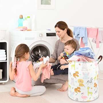 FXOCSHE Kids Laundry Basket,Nursery Baby Hamper for Storage Bin Toy Bins Gift,Collapsible Baby Cloth...