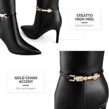 Adrizzlein Black Knee High Boots Women Pointed Toe Stiletto Tall Boots Sexy High Heel Long Boots Fashion Dress Shoes With Side Zipper Black Size 6.5
