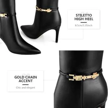 Adrizzlein Black Knee High Boots Women Pointed Toe Stiletto Tall Boots Sexy High Heel Long Boots Fashion Dress Shoes With Side Zipper Black Size 6.5