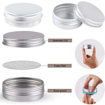 YESTOO 4 Pack Aluminum Empty Round Tins Refillable Container, Silver Metal Candle Tins with Screw Lid for Storing Spices, Candies, Lip Balm, Candles Silver
