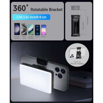 Auriani 120 LED Selfie Light for iPhone,Phone Light Clip,Alix Earle Light,Phone Light for Video Recording,3000mAh Portable Video Light for Phone, Camera, Laptop, iPad with 6 Color Filters