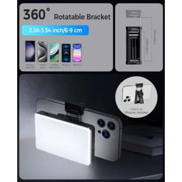 Auriani 120 LED Selfie Light for iPhone,Phone Light Clip,Alix Earle Light,Phone Light for Video Recording,3000mAh Portable Video Light for Phone, Camera, Laptop, iPad with 6 Color Filters