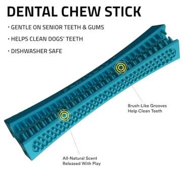 Playology Silver Dental Chew Stick for Medium Senior Dogs up to 50lbs | Engaging All-Natural Peanut ...