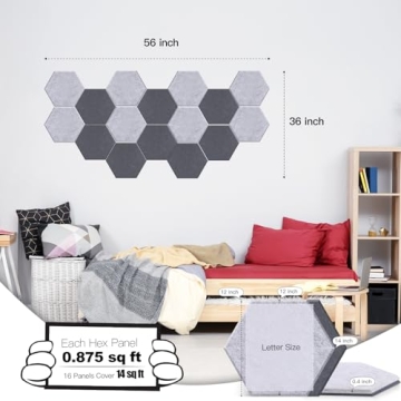 Mollywell Hexagon Acoustic Panels - High Density Felt Wall Tiles