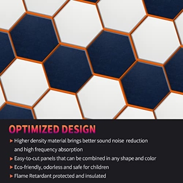 Mollywell Hexagon Acoustic Panels, Stylish Soundproofing Tiles