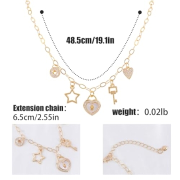 Gold Charm Necklace Trendy Y2K Pendant Jewelry
