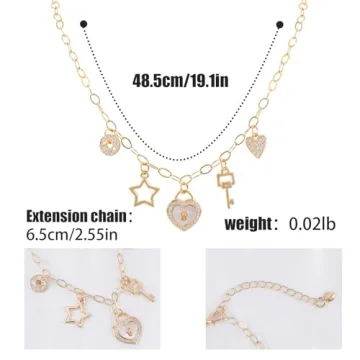 Gold Charm Necklace Trendy Y2K Pendant Jewelry
