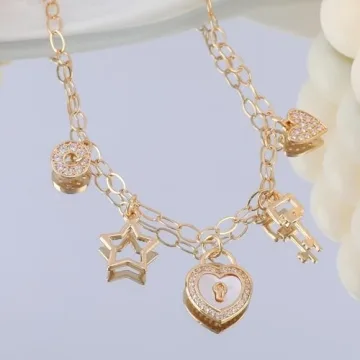 Gold Charm Necklace Trendy Y2K Pendant Jewelry