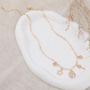 Gold Charm Necklace Trendy Y2K Pendant Jewelry