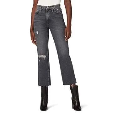 High Rise Cropped Straight Leg Jeans for Women