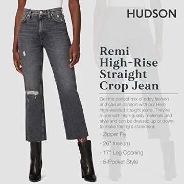 High Rise Cropped Straight Leg Jeans for Women