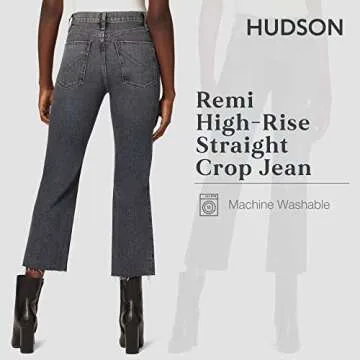 High Rise Cropped Straight Leg Jeans for Women