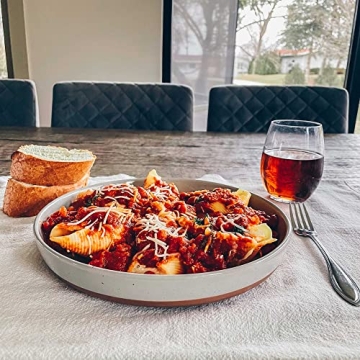 Mora Ceramic Flat Pasta Bowl Set of 4 in Grey - Microwave Safe