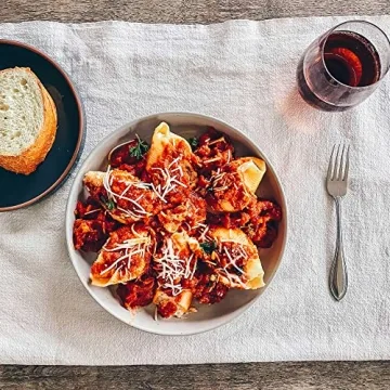 Mora Ceramic Flat Pasta Bowl Set of 4 in Grey - Microwave Safe