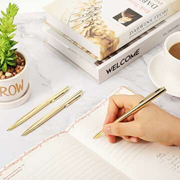 Zonon Gold Metal Slim Ballpoint Pens – 15 Pack of Elegant Writing Instruments
