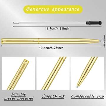 Zonon Gold Metal Slim Ballpoint Pens for All Occasions