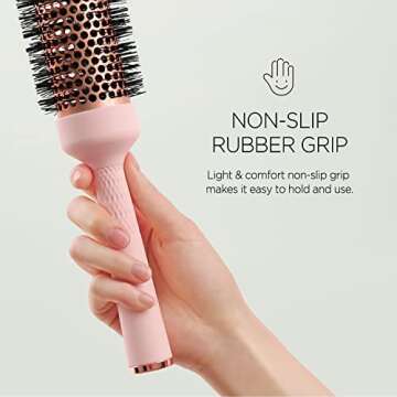 F3 Systems Magic Curling Thermal Brush(1.7 Inch), Cut Drying Time,Self-Standing Round Quick Styling Brush, Great Blowout, Ceramic Coated/Ionic Thermal Barrel,Blowout Volume, Wave Styler