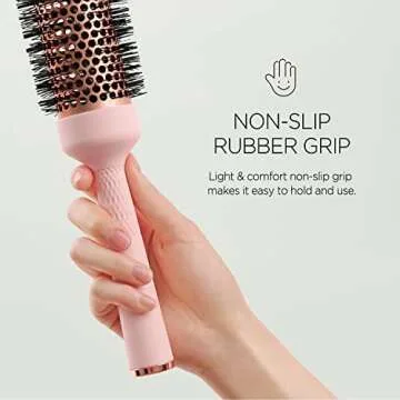 F3 Systems Magic Curling Thermal Brush(1.7 Inch), Cut Drying Time,Self-Standing Round Quick Styling Brush, Great Blowout, Ceramic Coated/Ionic Thermal Barrel,Blowout Volume, Wave Styler