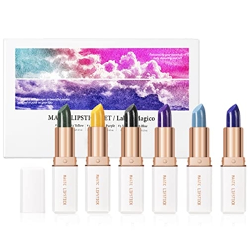 KTouler 6 Pcs Color Changing Lipstick Makeup Kit, Magic PH Temperature Waterproof Non-Stick Cup Mois...