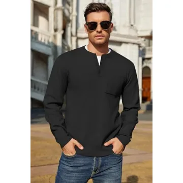 Stylish COOFNADY Men's Knitted Sweater for Cozy Comfort