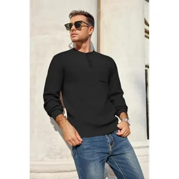 Stylish COOFNADY Men's Knitted Sweater for Cozy Comfort