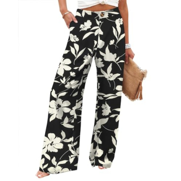 Angerella Floral Print Wide Leg Pants for Women