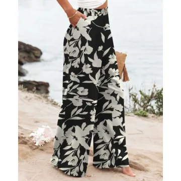 Angerella Floral Print Wide Leg Pants for Women