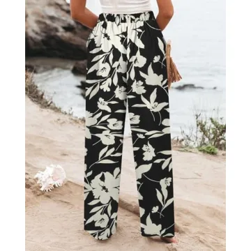Angerella Floral Print Wide Leg Pants for Women