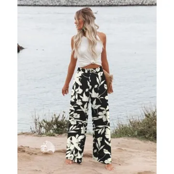 Angerella Floral Print Wide Leg Pants for Women