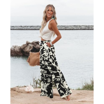 Angerella Floral Print Wide Leg Pants for Women