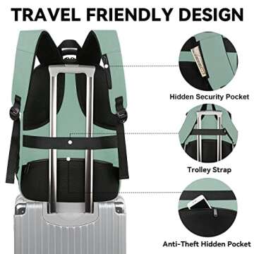 MATEIN Laptop Backpack for Women, Expandable 15.6 inch with USB Charging Port, Anti Theft Travel School Backpack, Water Resistant College Bookbag for Computer Bag Gifts for Men Women, Cyan