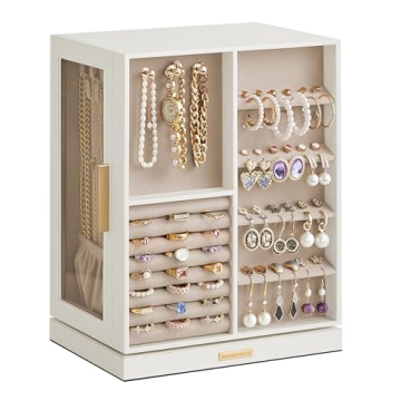 SONGMICS Jewelry Box 360° Rotating with 5 Drawers - Elegant Jewelry Organizer