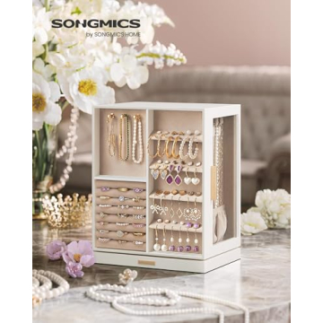 SONGMICS Jewelry Box Rotating Stylish Gift for Jewelry Lovers