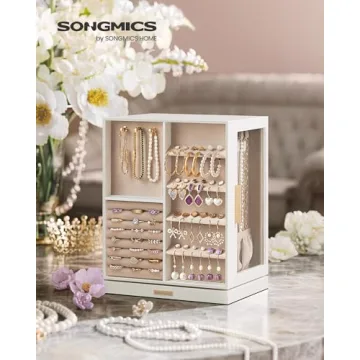 SONGMICS Jewelry Box Rotating Stylish Gift for Jewelry Lovers