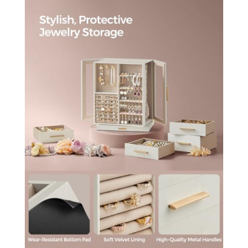 SONGMICS Jewelry Box Rotating Stylish Gift for Jewelry Lovers