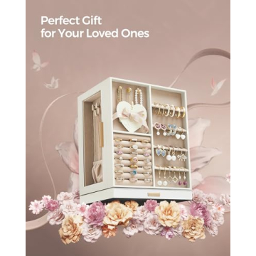 SONGMICS Jewelry Box Rotating Stylish Gift for Jewelry Lovers