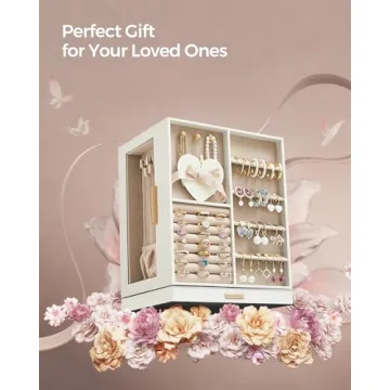 SONGMICS Jewelry Box Rotating Stylish Gift for Jewelry Lovers