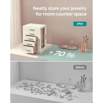 SONGMICS Jewelry Box Rotating Stylish Gift for Jewelry Lovers