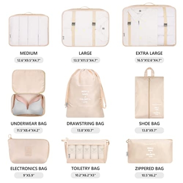 Packing Cubes for Travel - Mossio 9 Piece Set